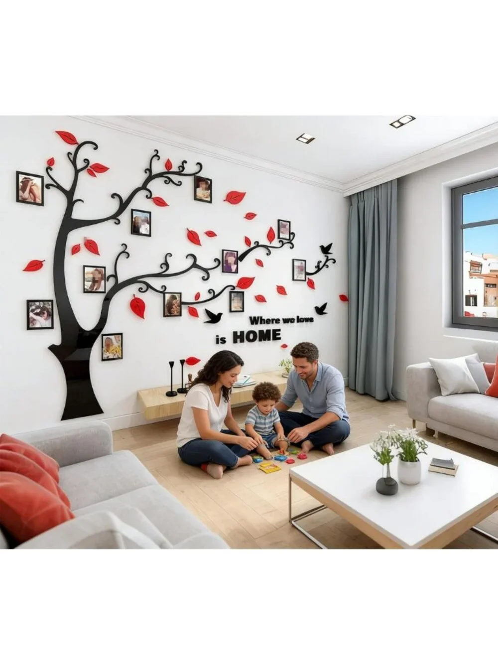3D Tree Wall Decals - DIY Family Photo Frame Stickers for Living Room & Bedroom